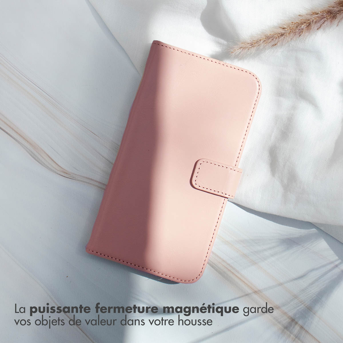 Selencia Echt Lederen Bookcase Apple iPhone 16 - Dusty Pink