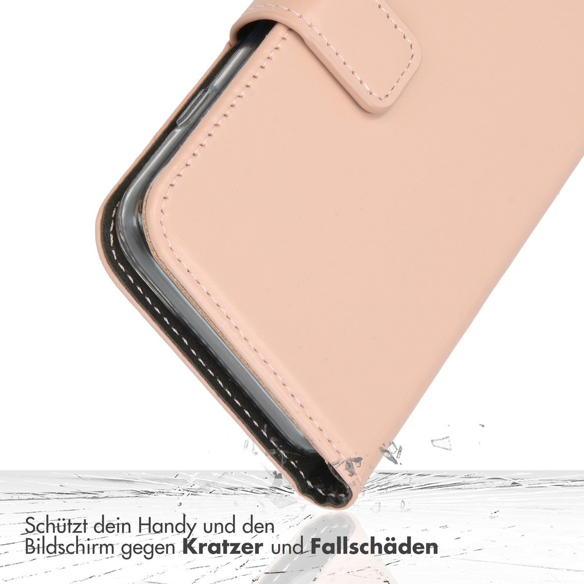 Selencia Echt Lederen Bookcase Apple iPhone 16 - Dusty Pink