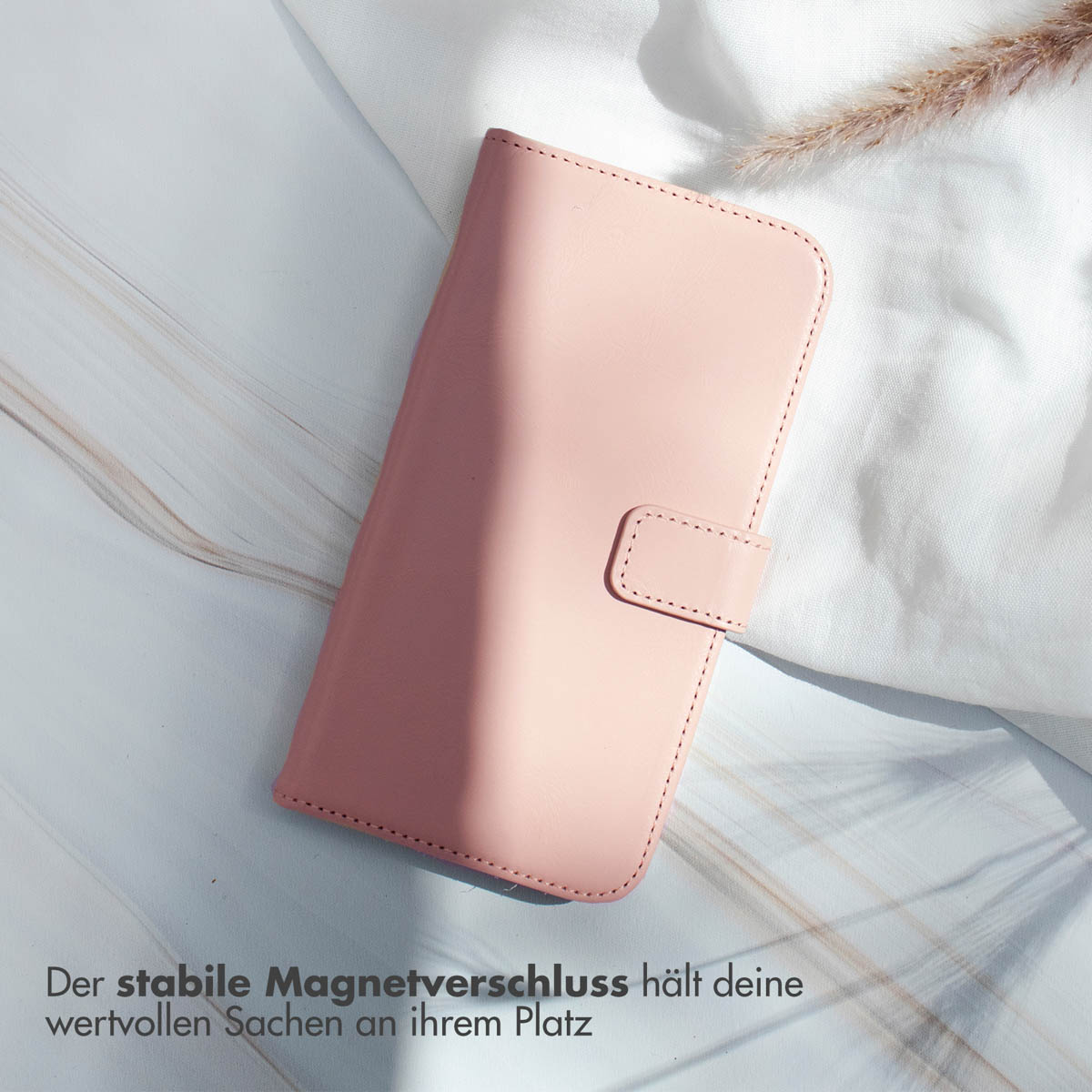 Selencia Echt Lederen Bookcase Apple iPhone 16 - Dusty Pink