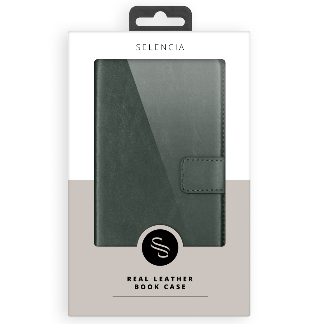Selencia Echt Lederen Bookcase Apple iPhone 16 - Groen