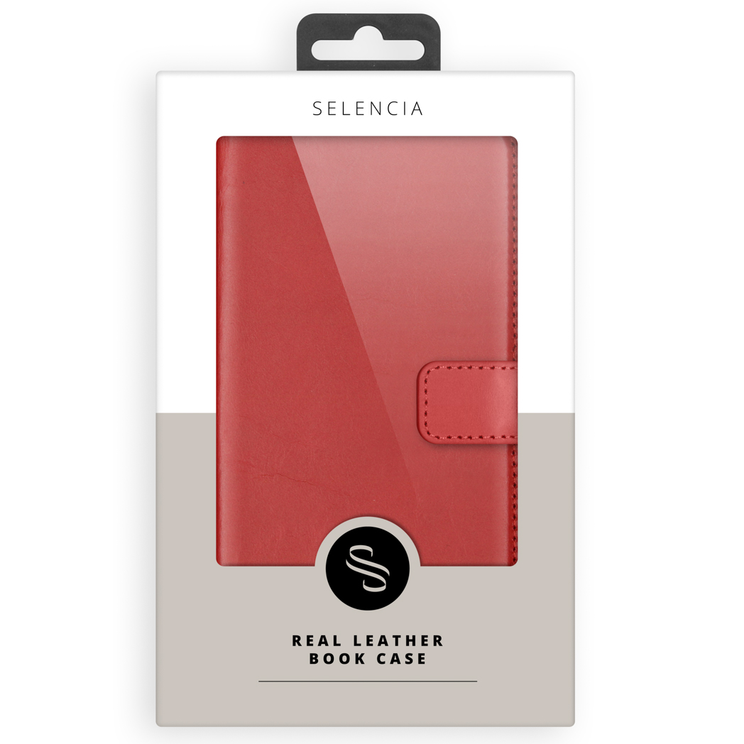 Selencia Echt Lederen Bookcase Apple iPhone 16 - Rood