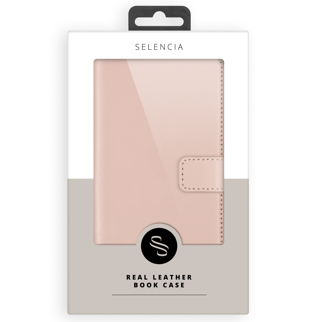 Selencia Echt Lederen Bookcase Apple iPhone 16 Plus - Dusty Pink
