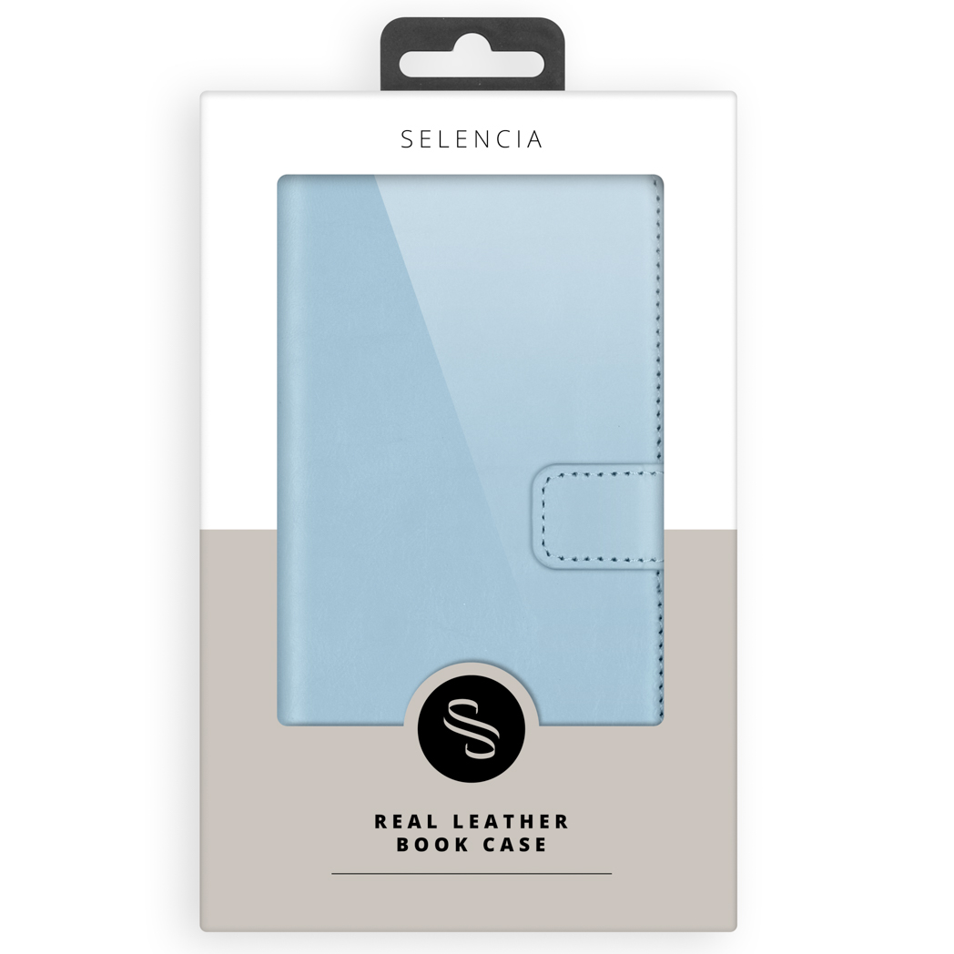 Selencia Echt Lederen Bookcase Apple iPhone 16 Plus - Air Blue