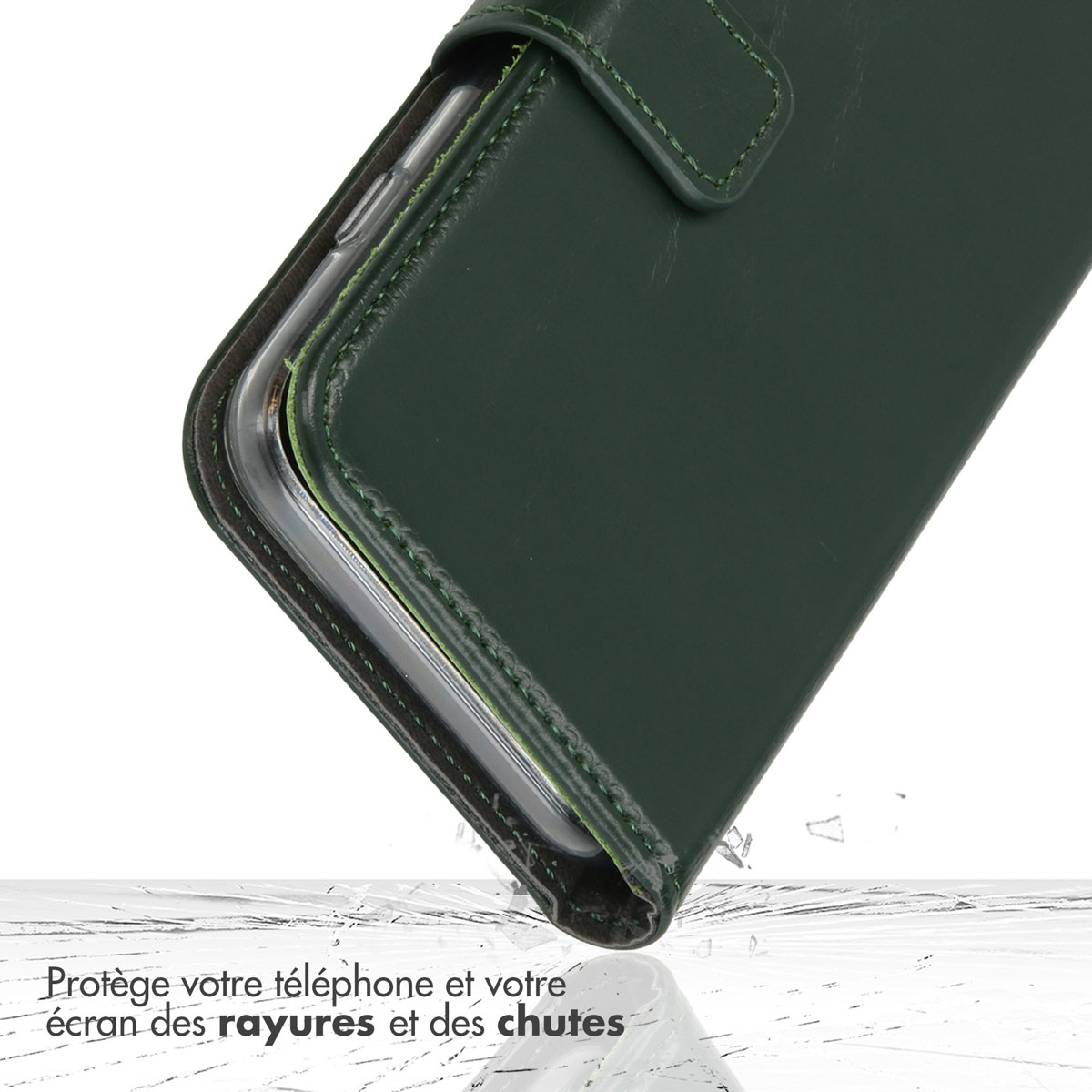 Selencia Echt Lederen Bookcase Apple iPhone 16 Pro - Groen
