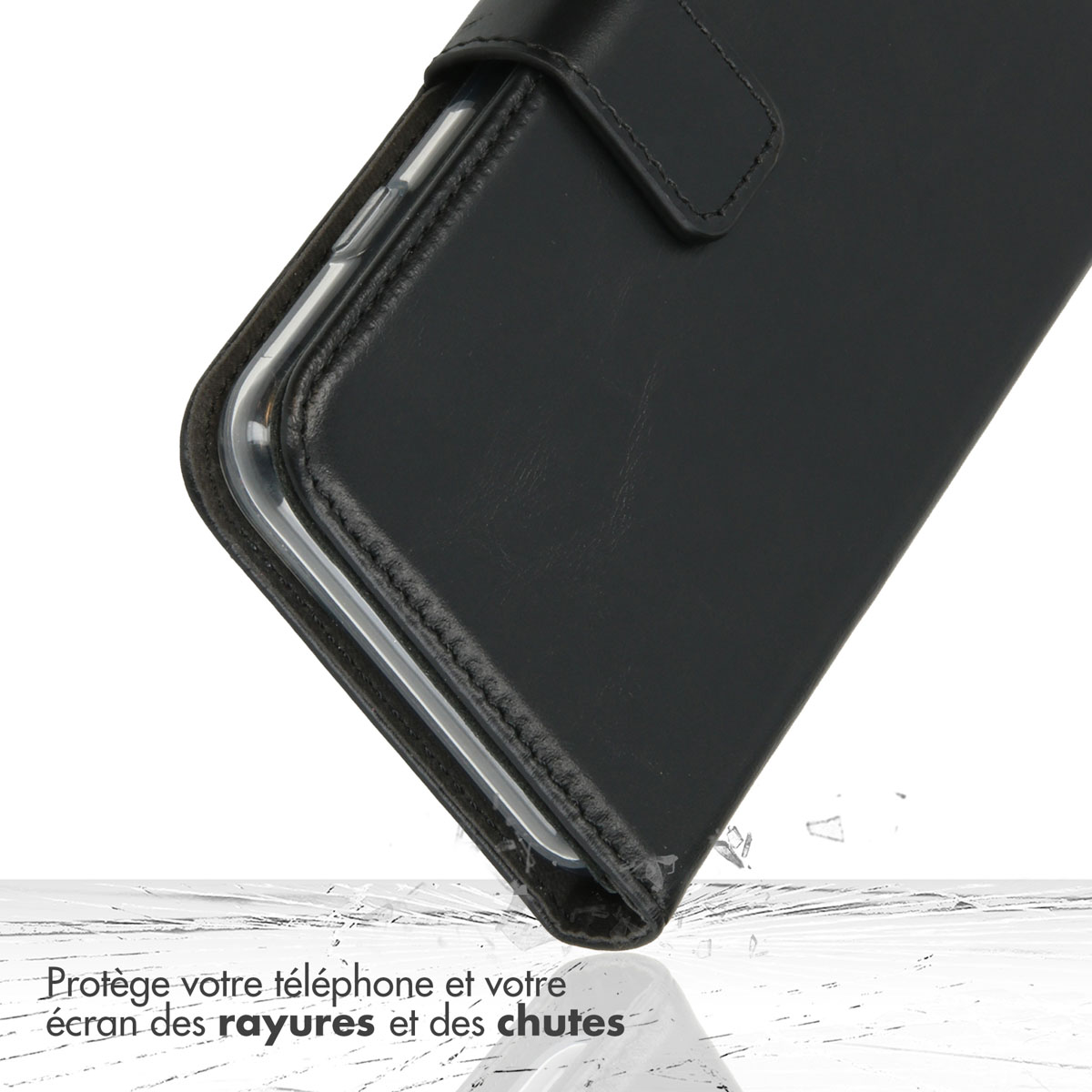 Selencia Echt Lederen Bookcase Apple iPhone 16 Pro - Zwart