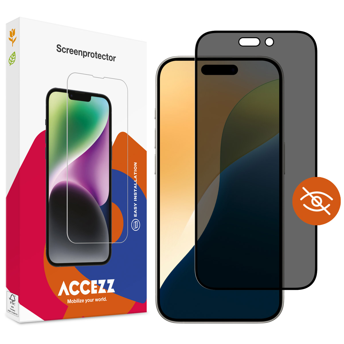 Accezz Gehard Glas Privacy Screenprotector Apple iPhone 16 Pro