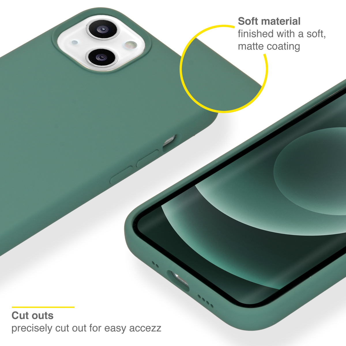 Accezz Liquid Silicone Backcover Apple iPhone 13 Mini - Donkergroen