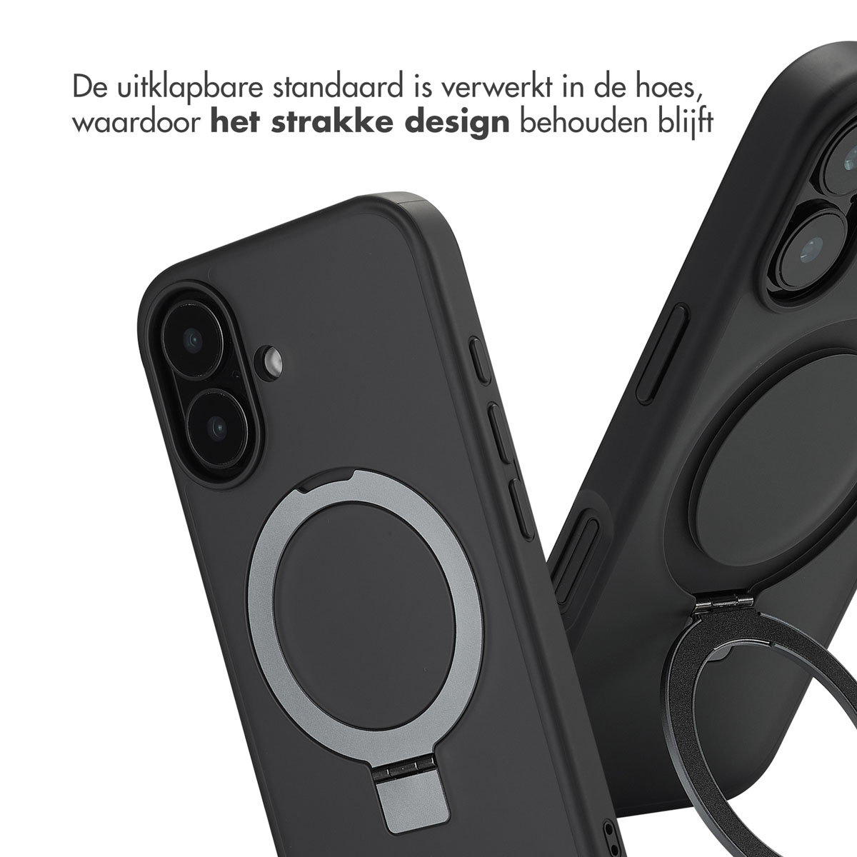 Accezz Ring Stand Backcover met MagSafe Apple iPhone 16 - Zwart