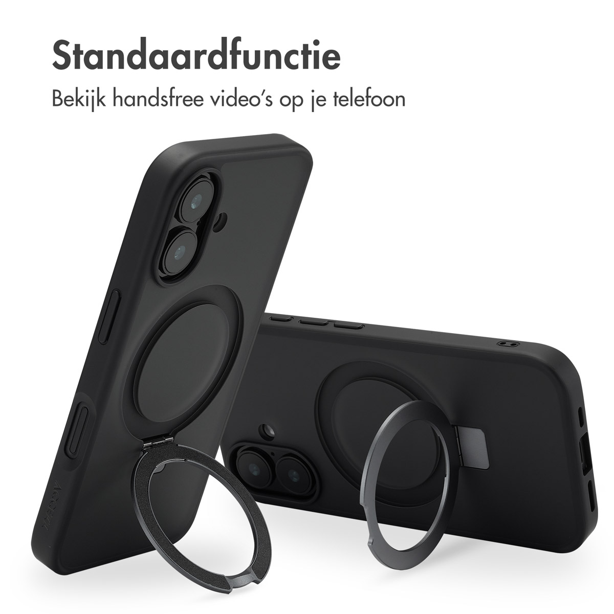 Accezz Ring Stand Backcover met MagSafe Apple iPhone 16 - Zwart