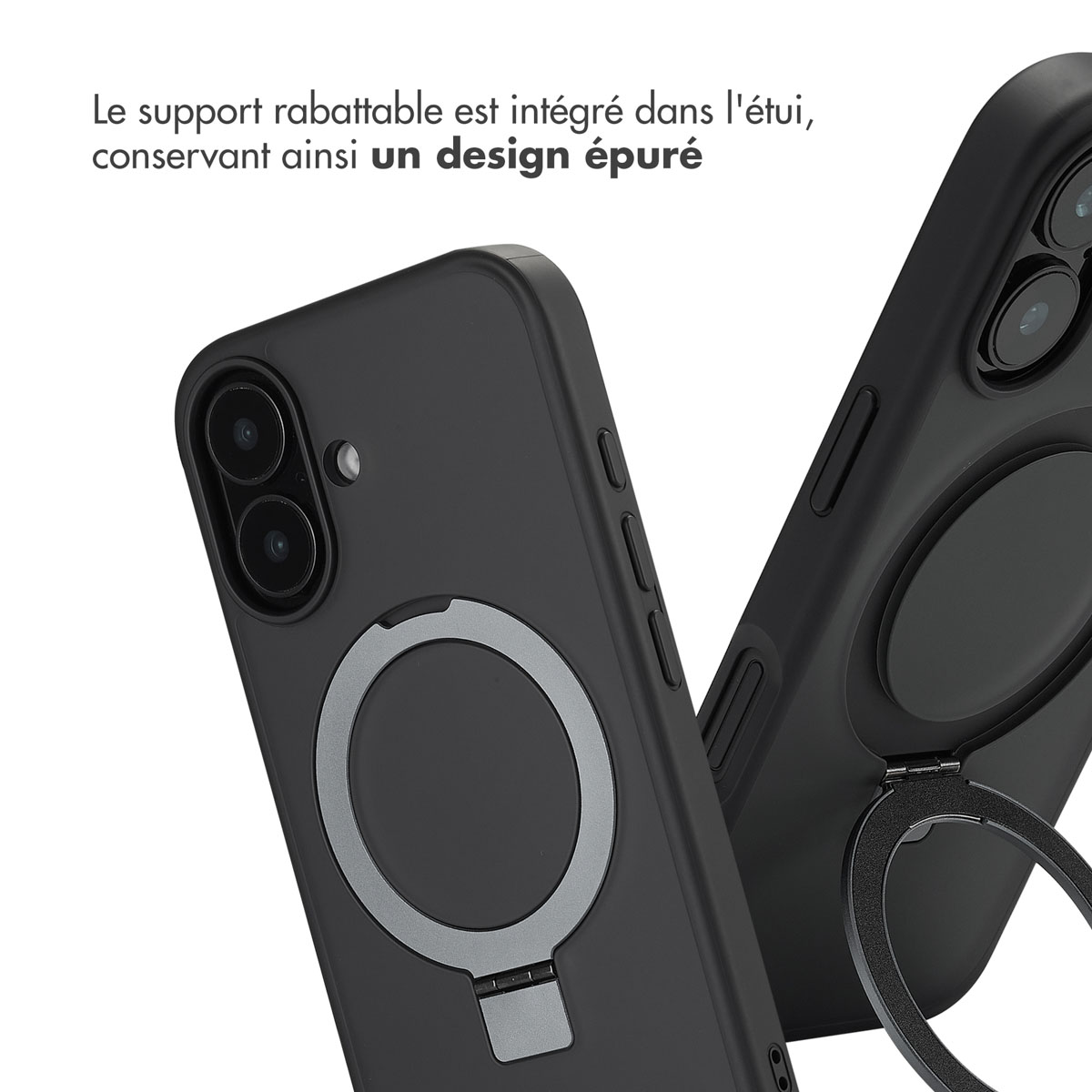 Accezz Ring Stand Backcover met MagSafe Apple iPhone 16 - Zwart