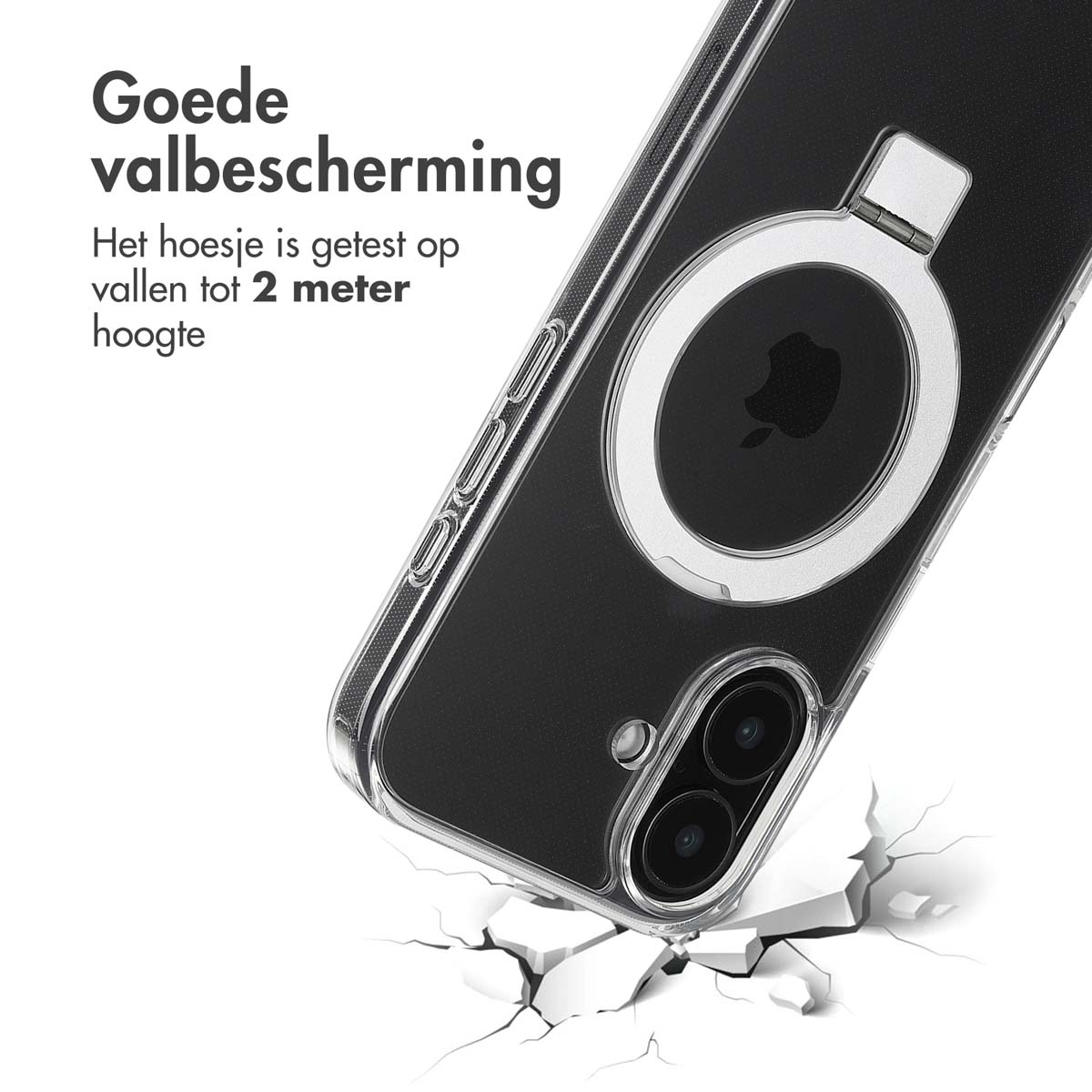Accezz Ring Stand Backcover met MagSafe Apple iPhone 16 - Transparant