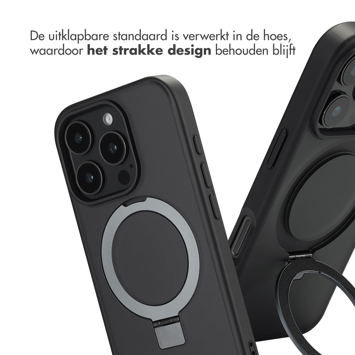 Accezz Ring Stand Backcover met MagSafe Apple iPhone 16 Pro Max - Zwart