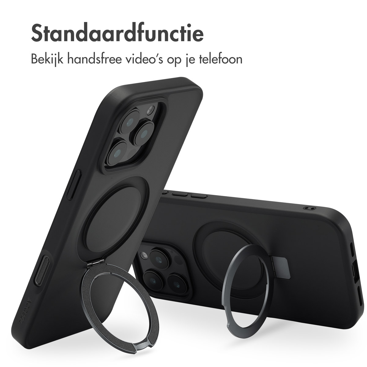 Accezz Ring Stand Backcover met MagSafe Apple iPhone 16 Pro Max - Zwart