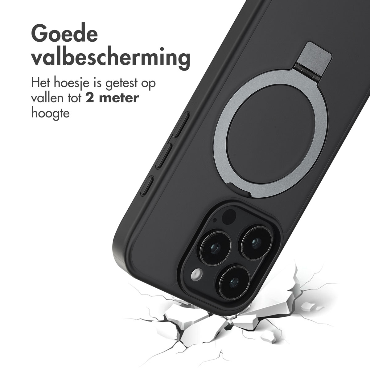 Accezz Ring Stand Backcover met MagSafe Apple iPhone 16 Pro - Zwart