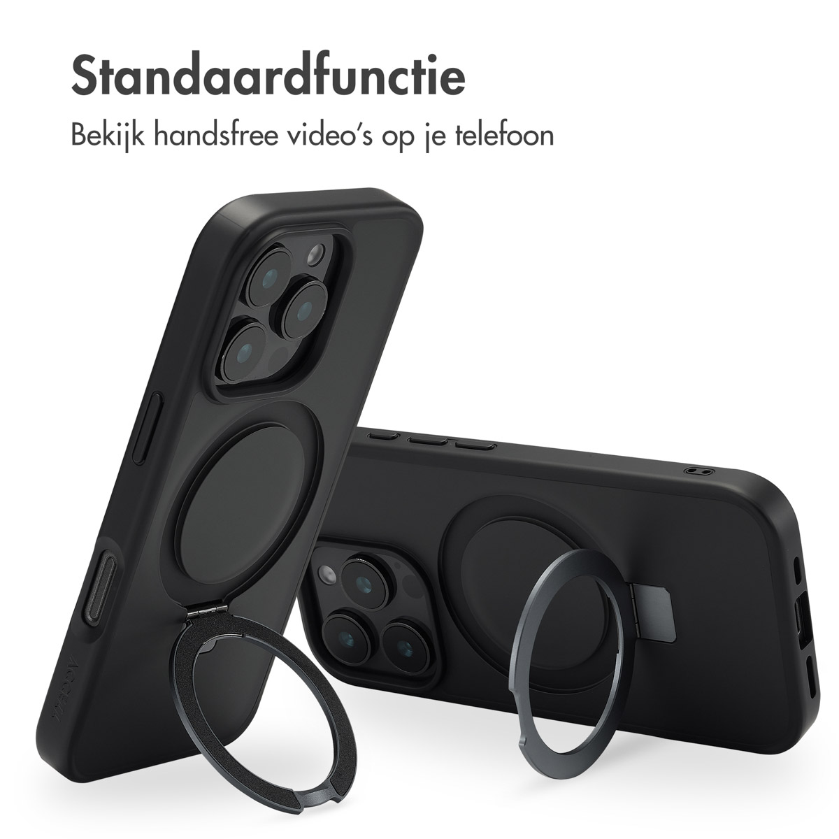 Accezz Ring Stand Backcover met MagSafe Apple iPhone 16 Pro - Zwart