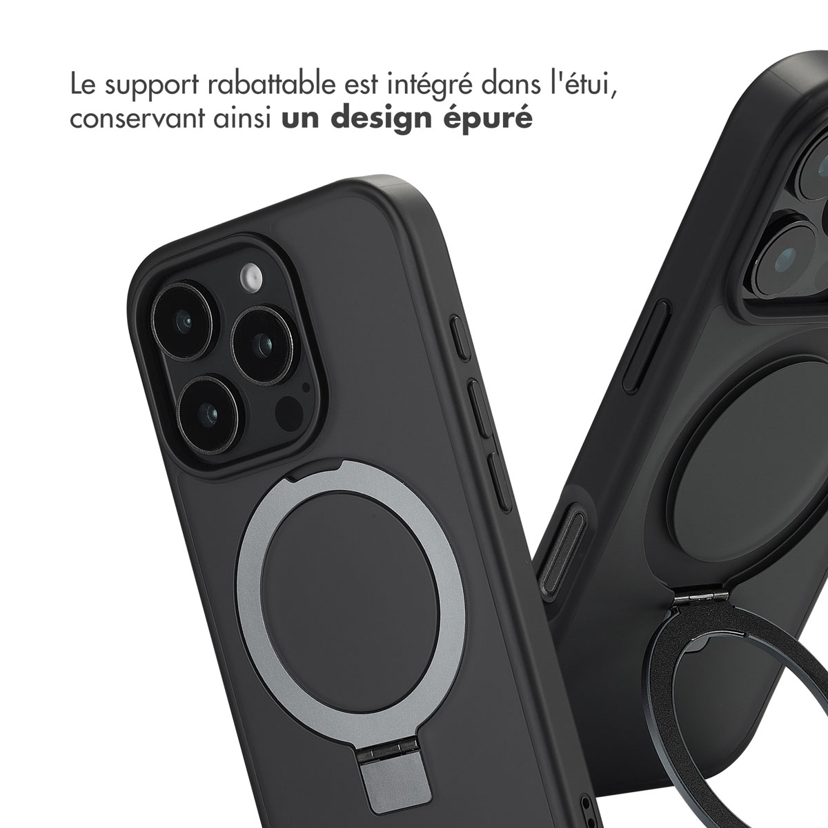 Accezz Ring Stand Backcover met MagSafe Apple iPhone 16 Pro - Zwart