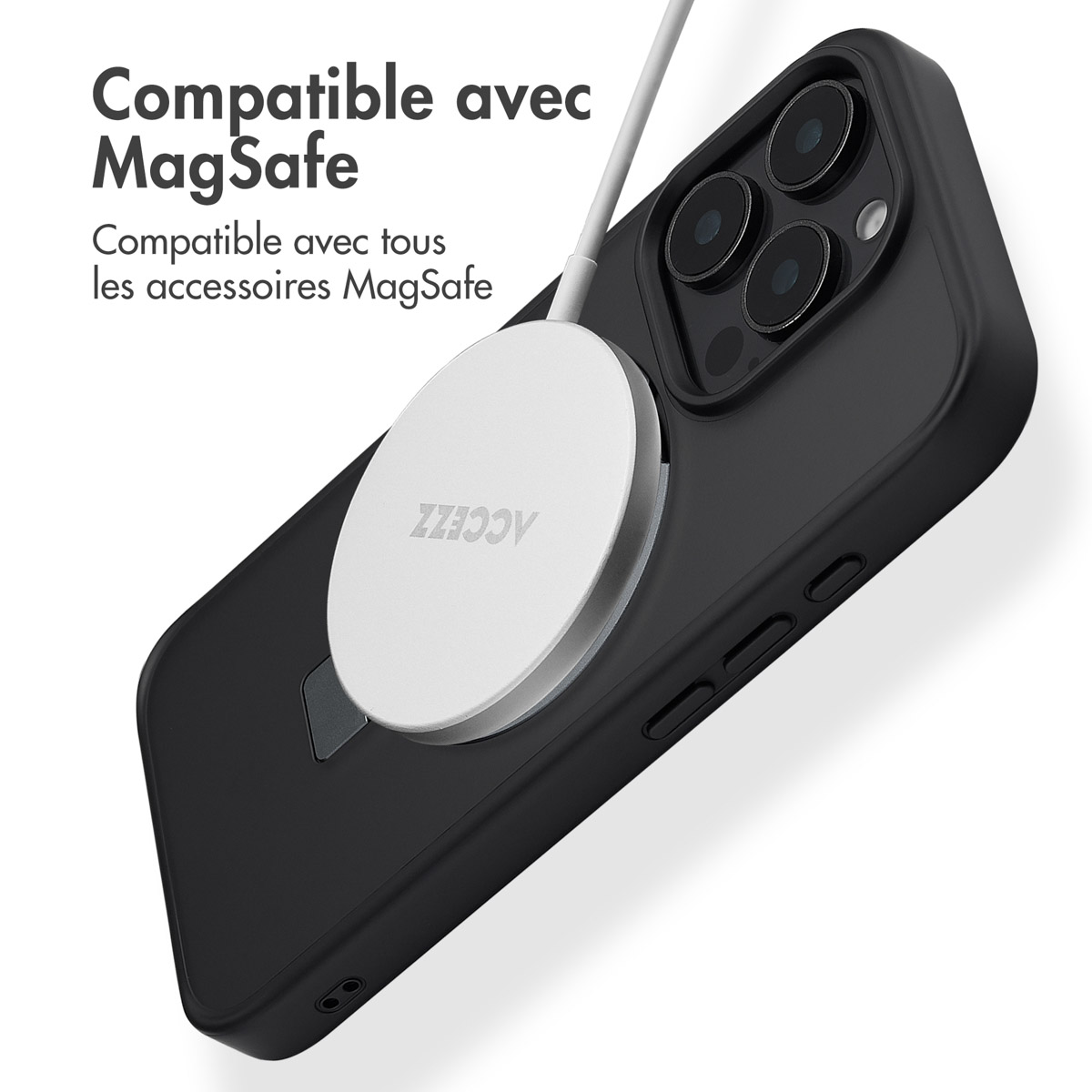 Accezz Ring Stand Backcover met MagSafe Apple iPhone 16 Pro - Zwart