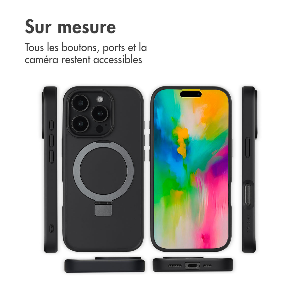 Accezz Ring Stand Backcover met MagSafe Apple iPhone 16 Pro - Zwart