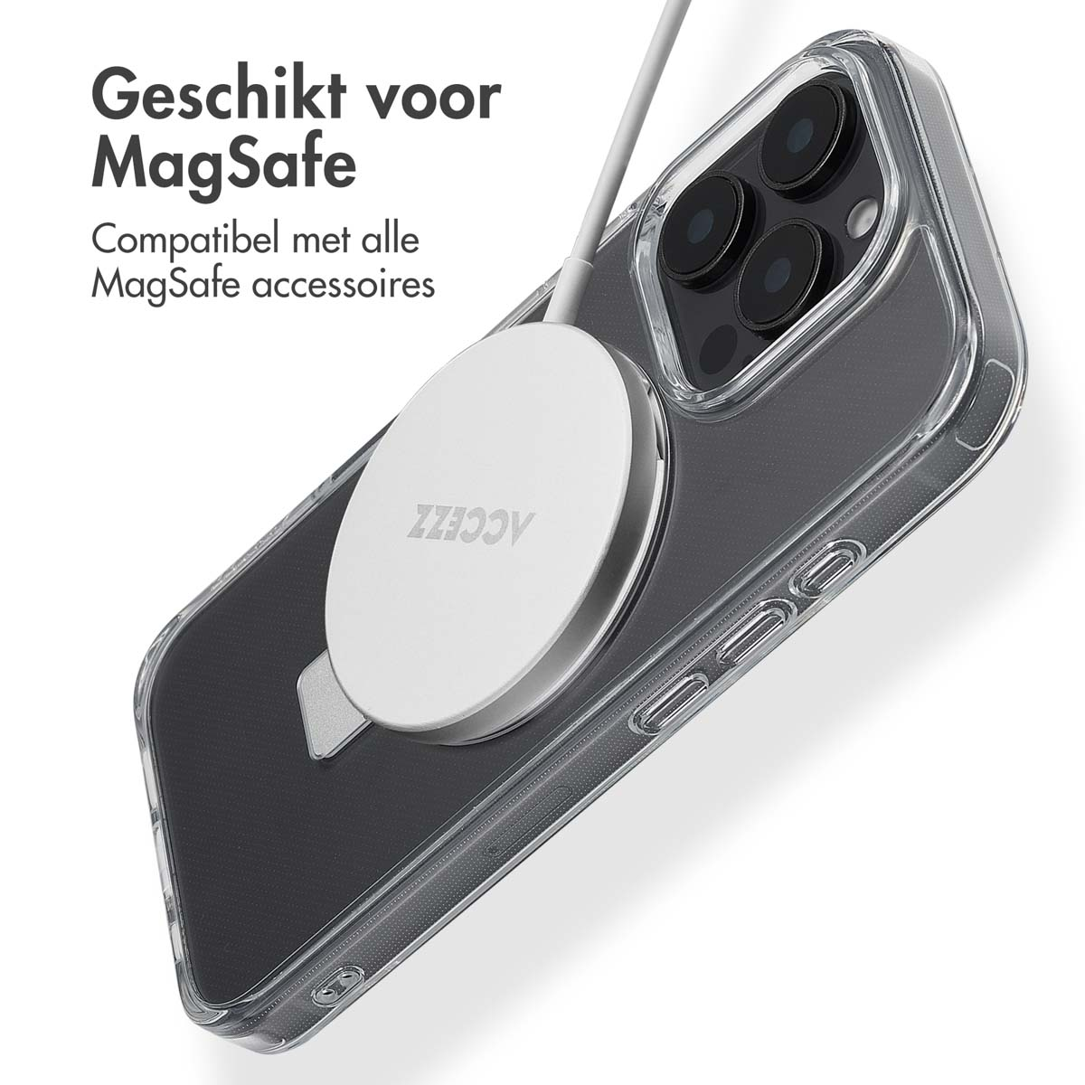 Accezz Ring Stand Backcover met MagSafe Apple iPhone 16 Pro - Transparant