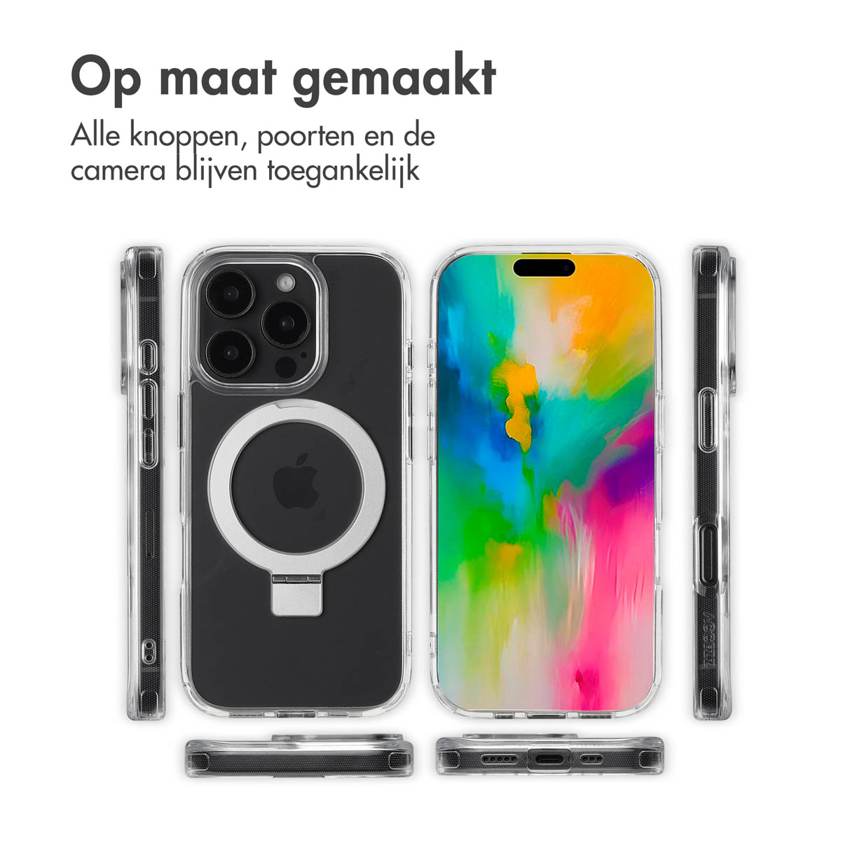 Accezz Ring Stand Backcover met MagSafe Apple iPhone 16 Pro - Transparant