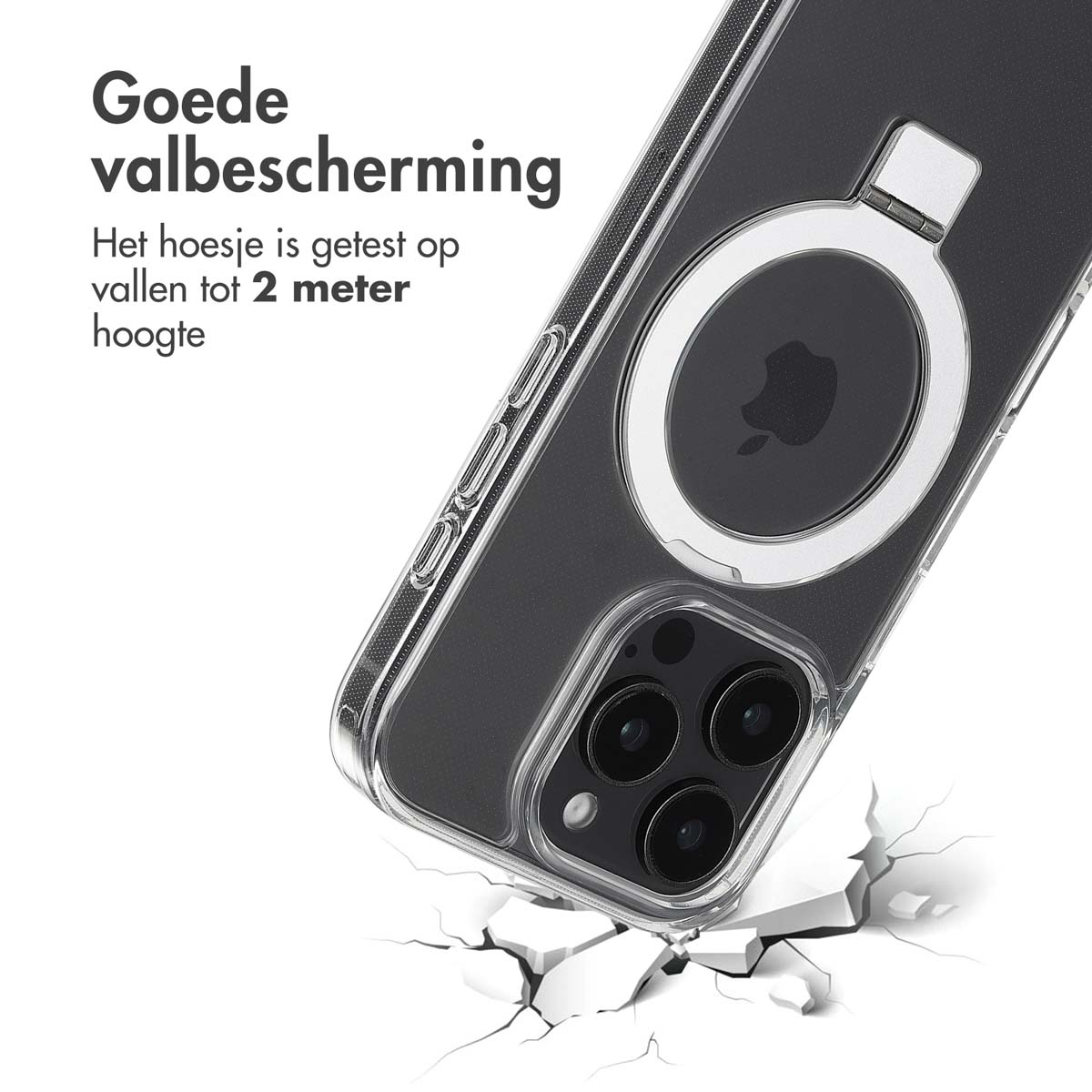 Accezz Ring Stand Backcover met MagSafe Apple iPhone 16 Pro - Transparant