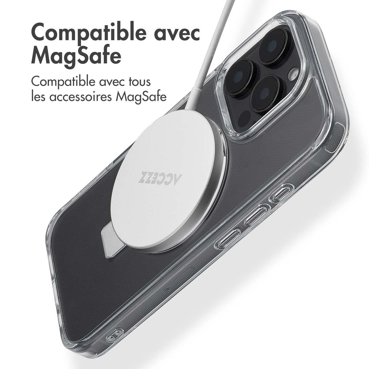 Accezz Ring Stand Backcover met MagSafe Apple iPhone 16 Pro - Transparant