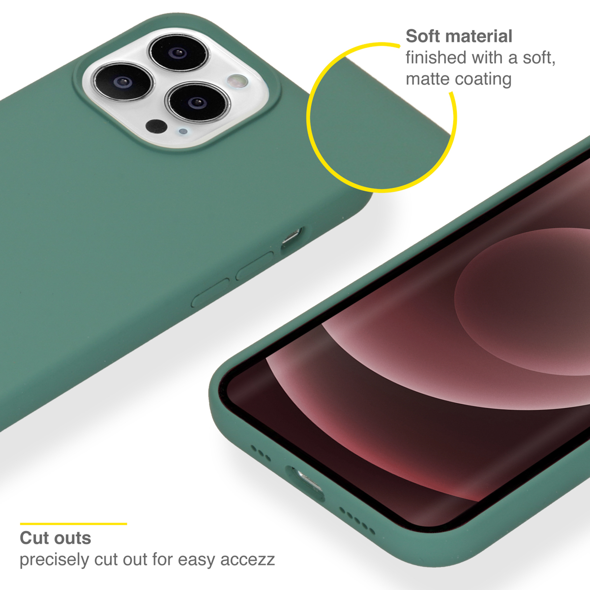 Accezz Liquid Silicone Backcover Apple iPhone 13 Pro Max - Donkergroen