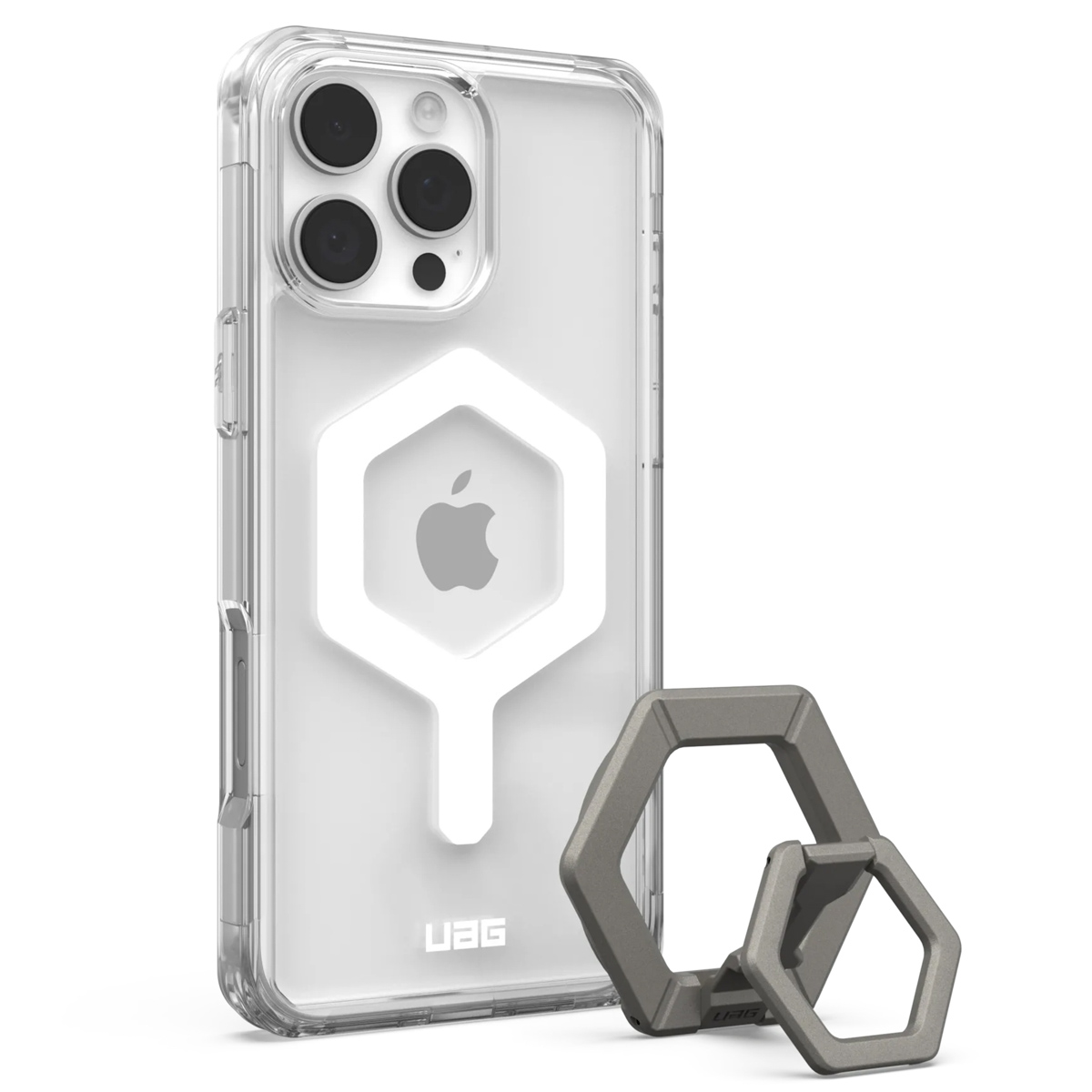 UAG Plyo Pro backcover + Magnetic Ring Stand Apple iPhone 16 Pro Max - Ice