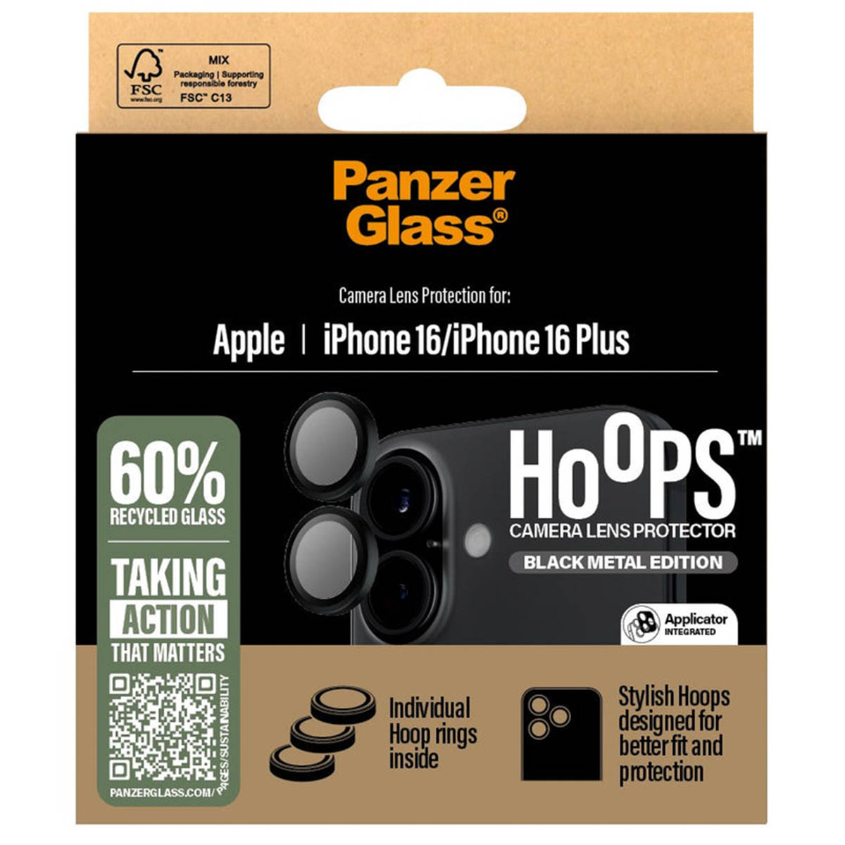 PanzerGlass Camera Protector Hoop Optic Rings Apple iPhone 16 / 16 Plus