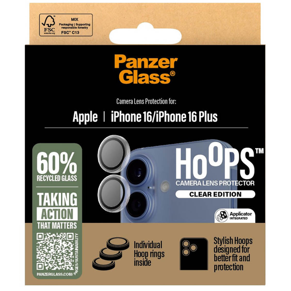 PanzerGlass Camera Protector Hoop Optic Rings Apple iPhone 16 / 16 Plus