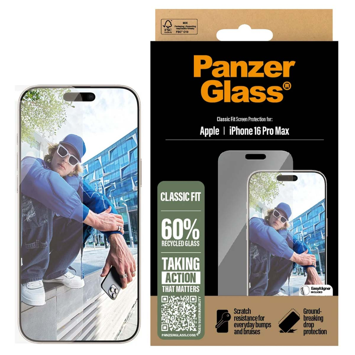 PanzerGlass Anti-Bacterial Screenprotector Apple iPhone 16 Pro Max