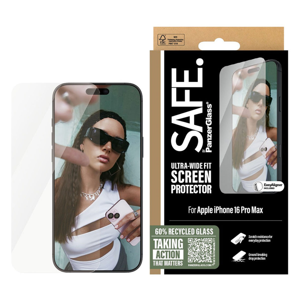 SAFE by PanzerGlass Ultra-Wide Fit Screenprotector Apple iPhone 16 Pro Max