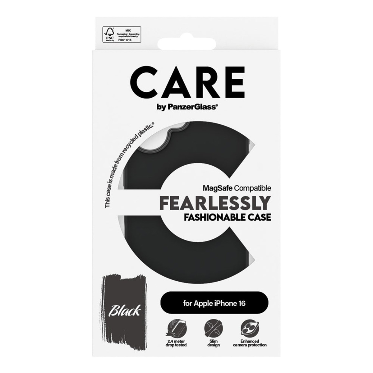 CARE by PanzerGlass Fashion Backcover MagSafe Apple iPhone 16 - Zwart