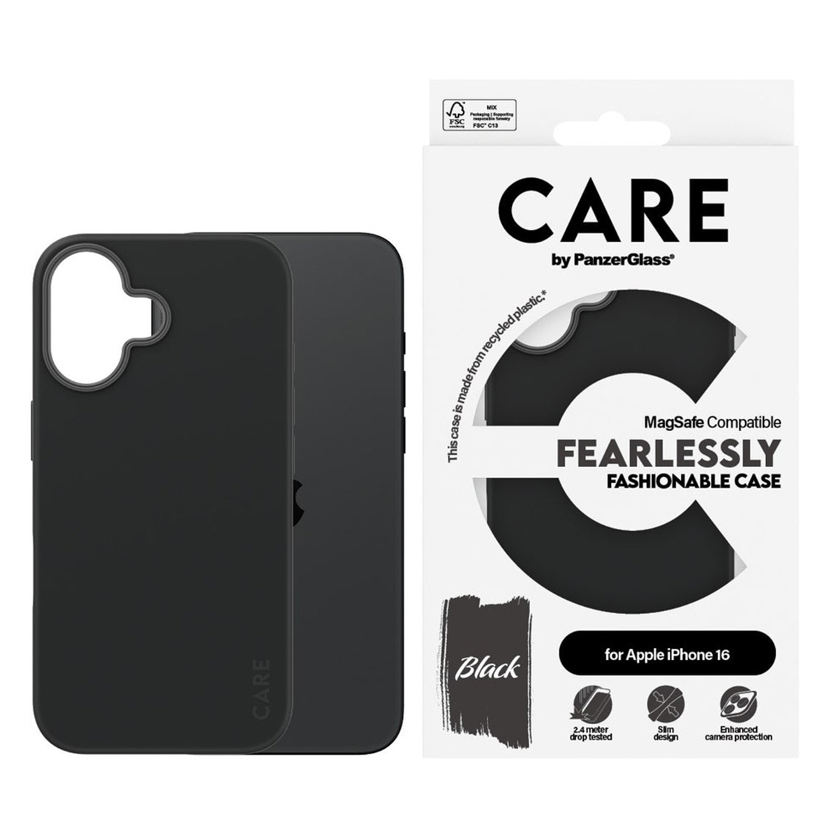CARE by PanzerGlass Fashion Backcover MagSafe Apple iPhone 16 - Zwart