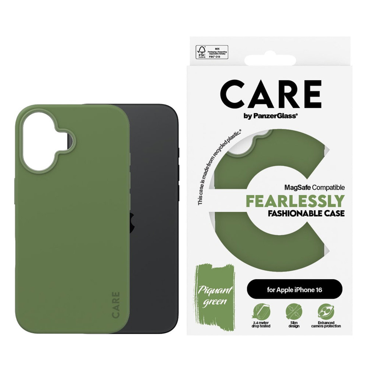 CARE by PanzerGlass Fashion Backcover MagSafe Apple iPhone 16 - Groen