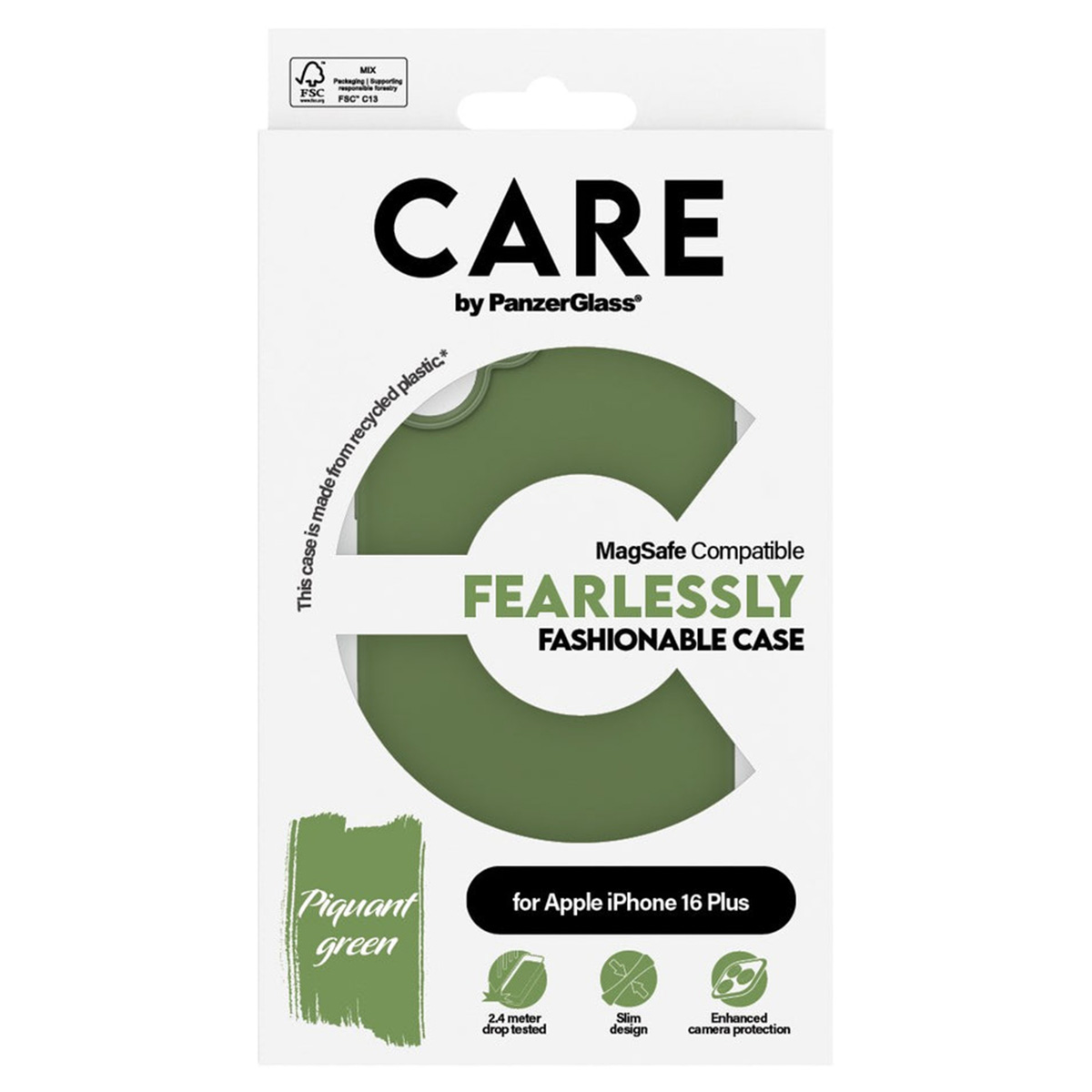 CARE by PanzerGlass Fashion Backcover MagSafe Apple iPhone 16 Plus - Groen
