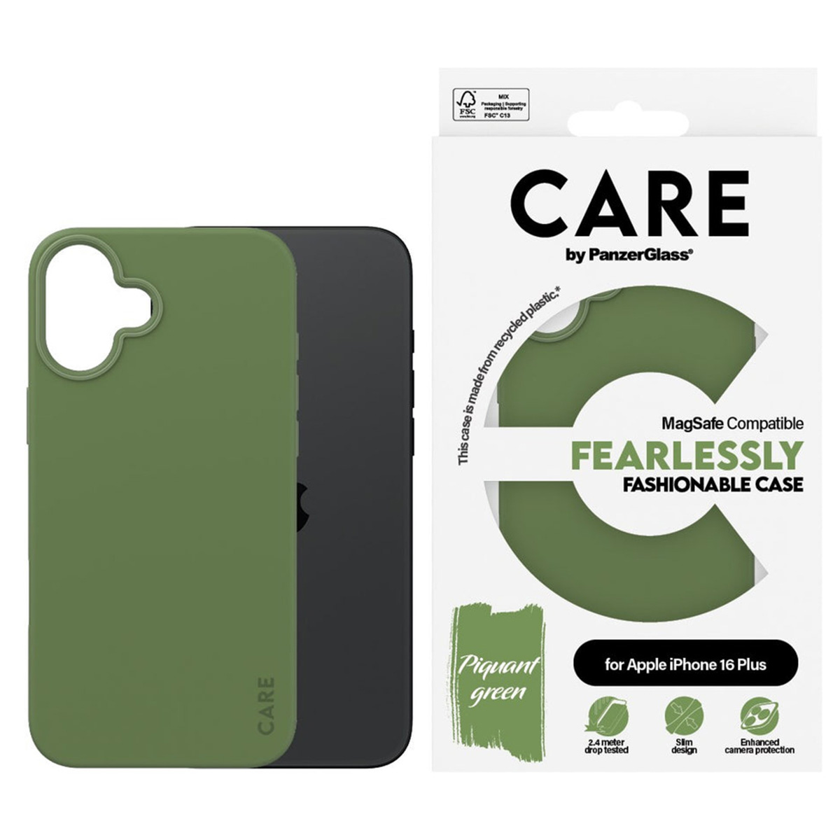 CARE by PanzerGlass Fashion Backcover MagSafe Apple iPhone 16 Plus - Groen