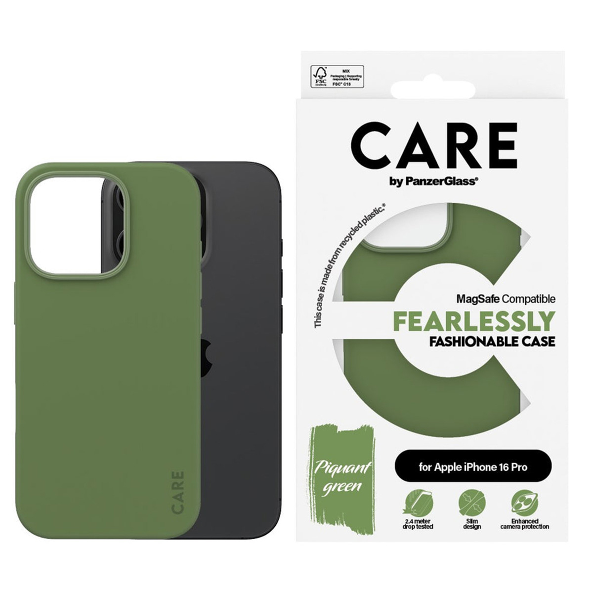 CARE by PanzerGlass Fashion Backcover MagSafe Apple iPhone 16 Pro - Groen