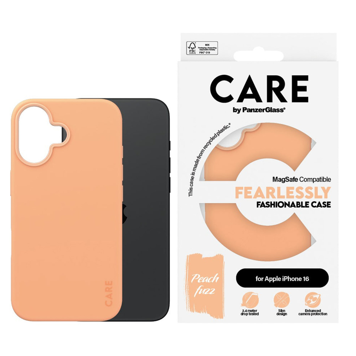 CARE by PanzerGlass Fashion Backcover MagSafe Apple iPhone 16 - Peachy