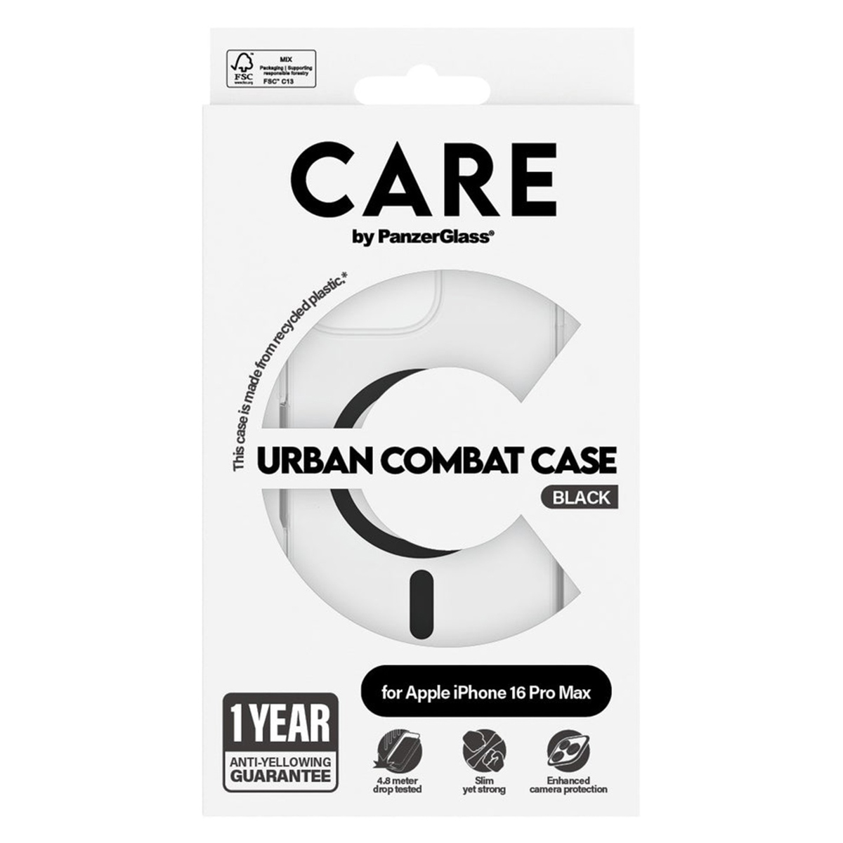 CARE by PanzerGlass Urban Combat Case MagSafe Apple iPhone 16 Pro Max - Transparant / Zwart
