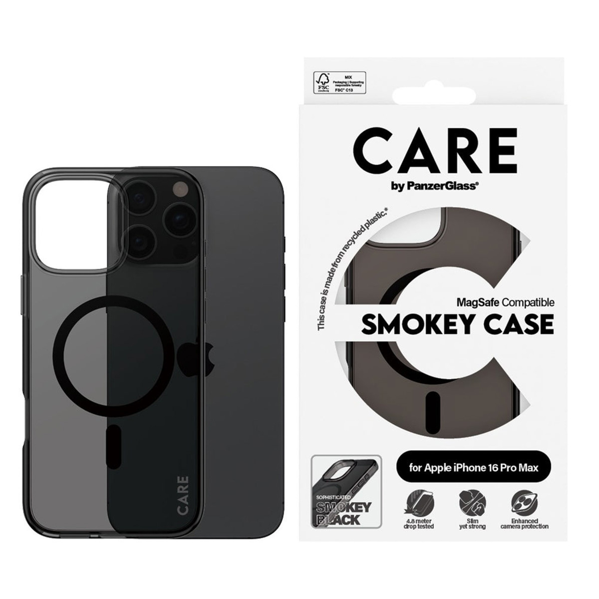 CARE by PanzerGlass Smokey Urban Combat Case MagSafe Apple iPhone 16 Pro Max - Zwart