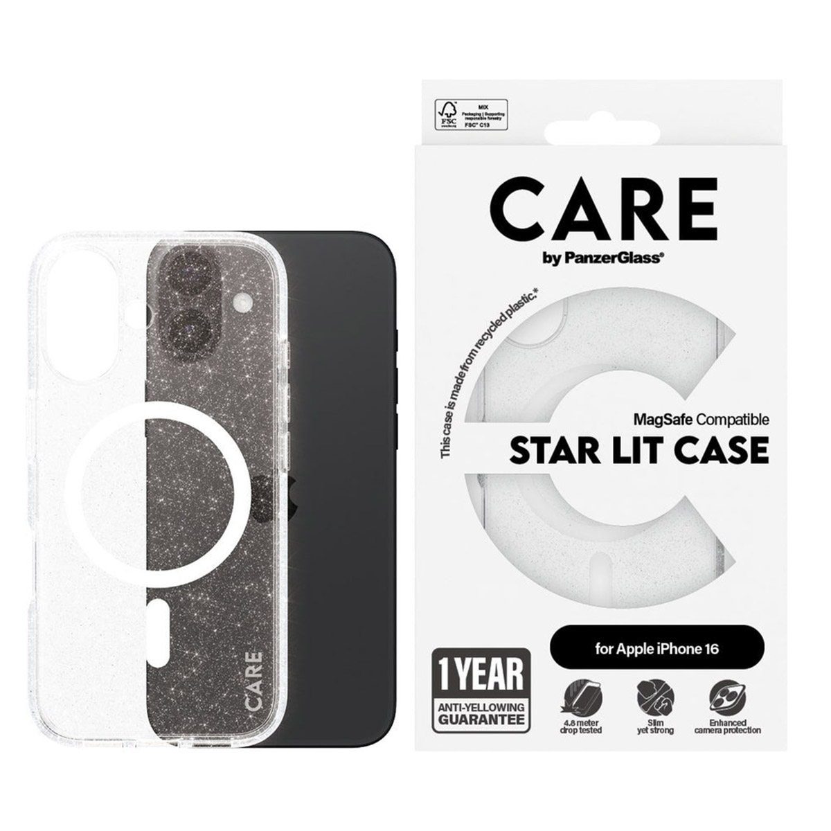 CARE by PanzerGlass Star Lit Case MagSafe Apple iPhone 16 - Wit