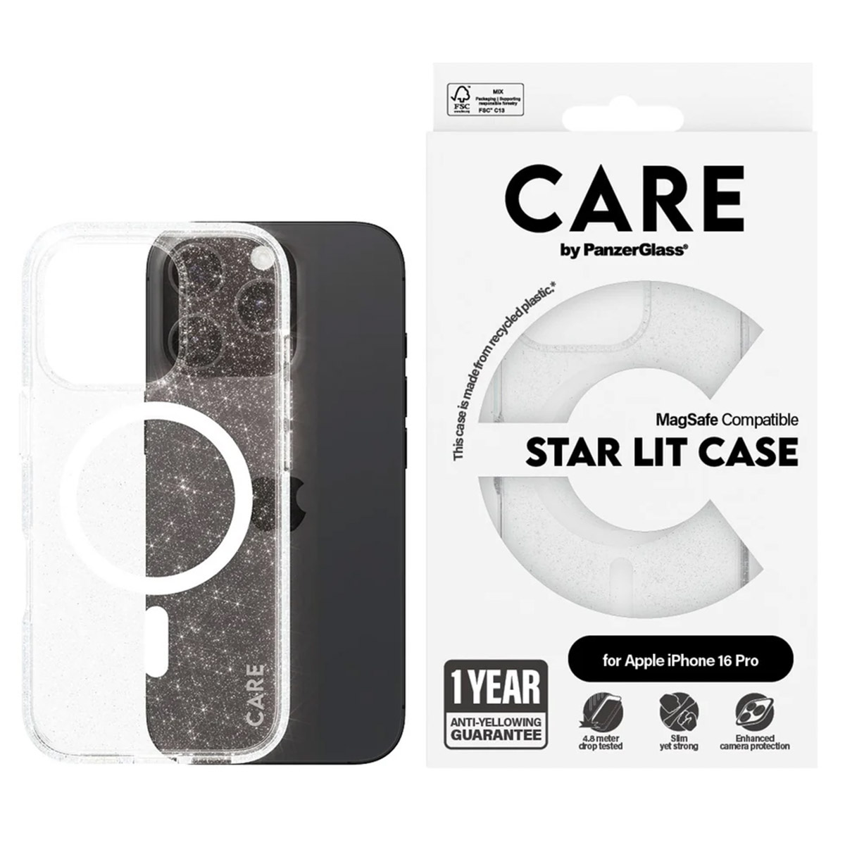 CARE by PanzerGlass Star Lit Case MagSafe Apple iPhone 16 Pro - Wit