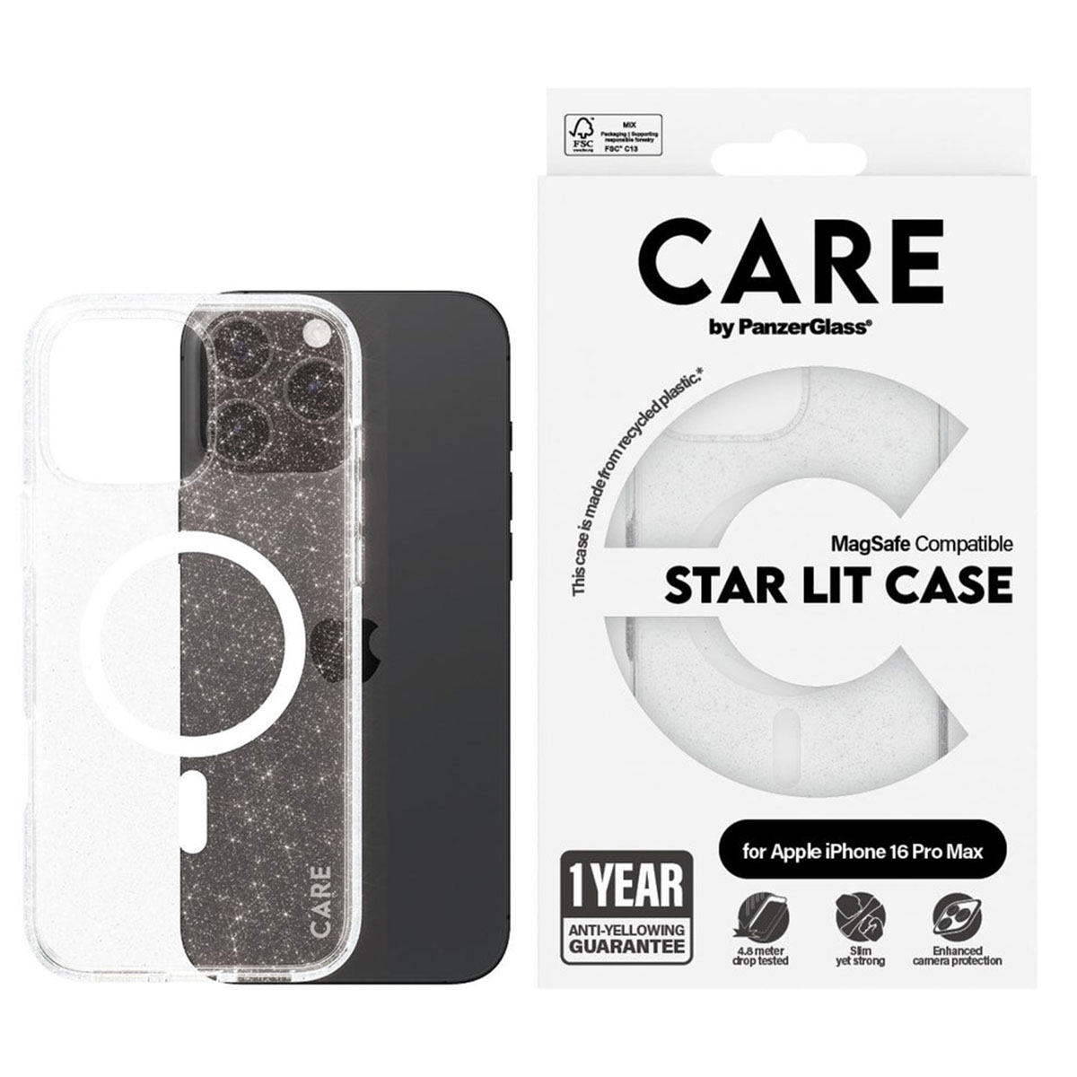 CARE by PanzerGlass Star Lit Case MagSafe Apple iPhone 16 Pro Max - Wit
