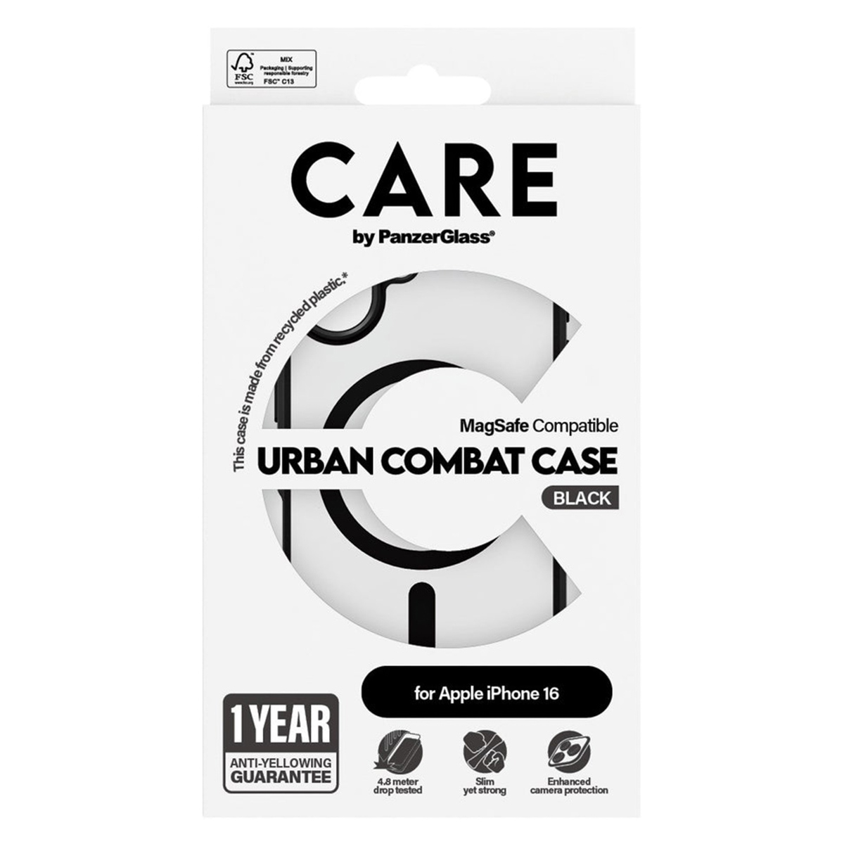 CARE by PanzerGlass Urban Combat Case MagSafe Apple iPhone 16 - Zwart
