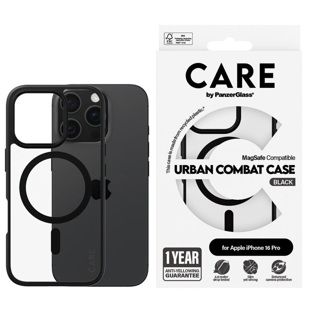 CARE by PanzerGlass Urban Combat Case MagSafe Apple iPhone 16 Pro - Zwart