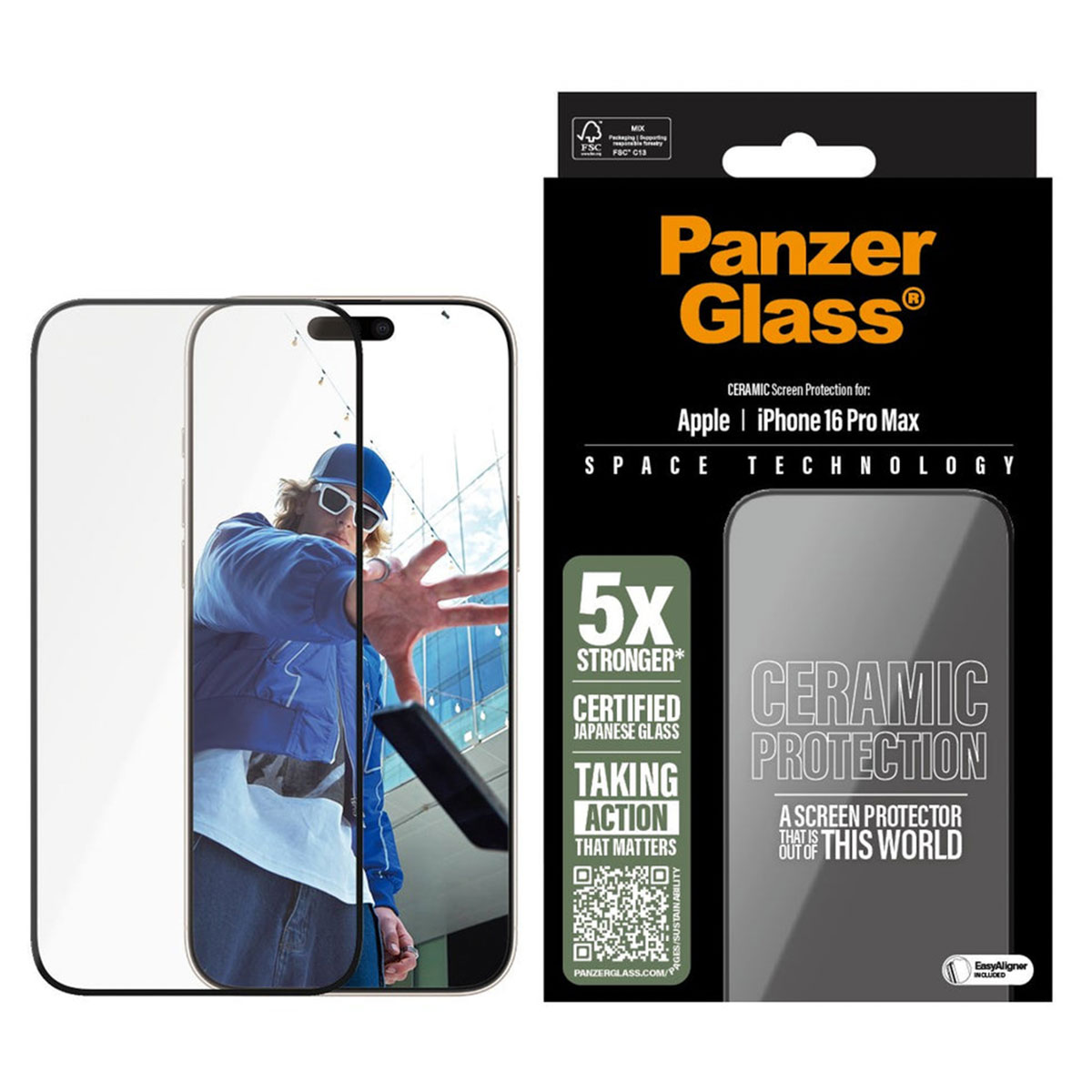 PanzerGlass Ceramic Screenprotector met applicator Apple iPhone 16 Pro Max