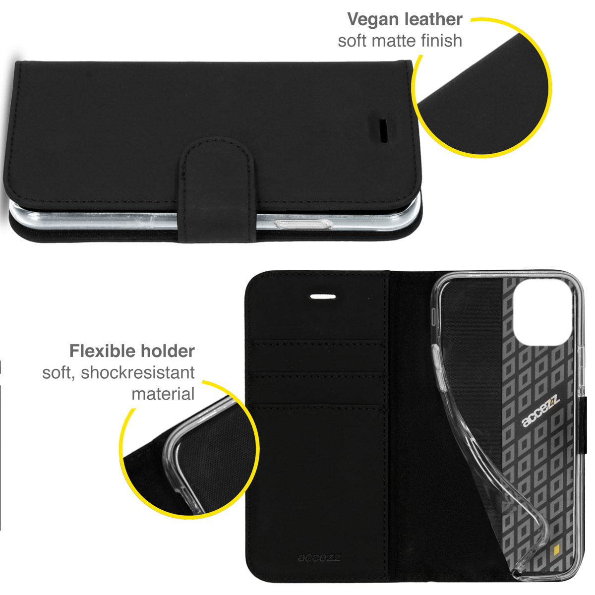 Accezz Wallet Softcase Bookcase Apple iPhone 13 Pro - Zwart