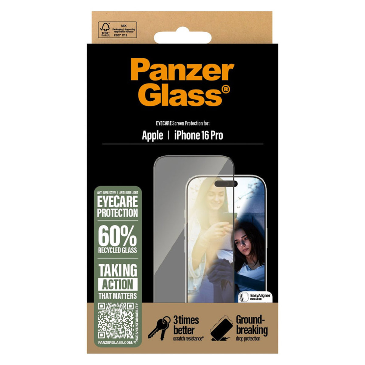 PanzerGlass EyeScreenprotector Ultra Wide Fit met applicator Apple iPhone 16 Pro