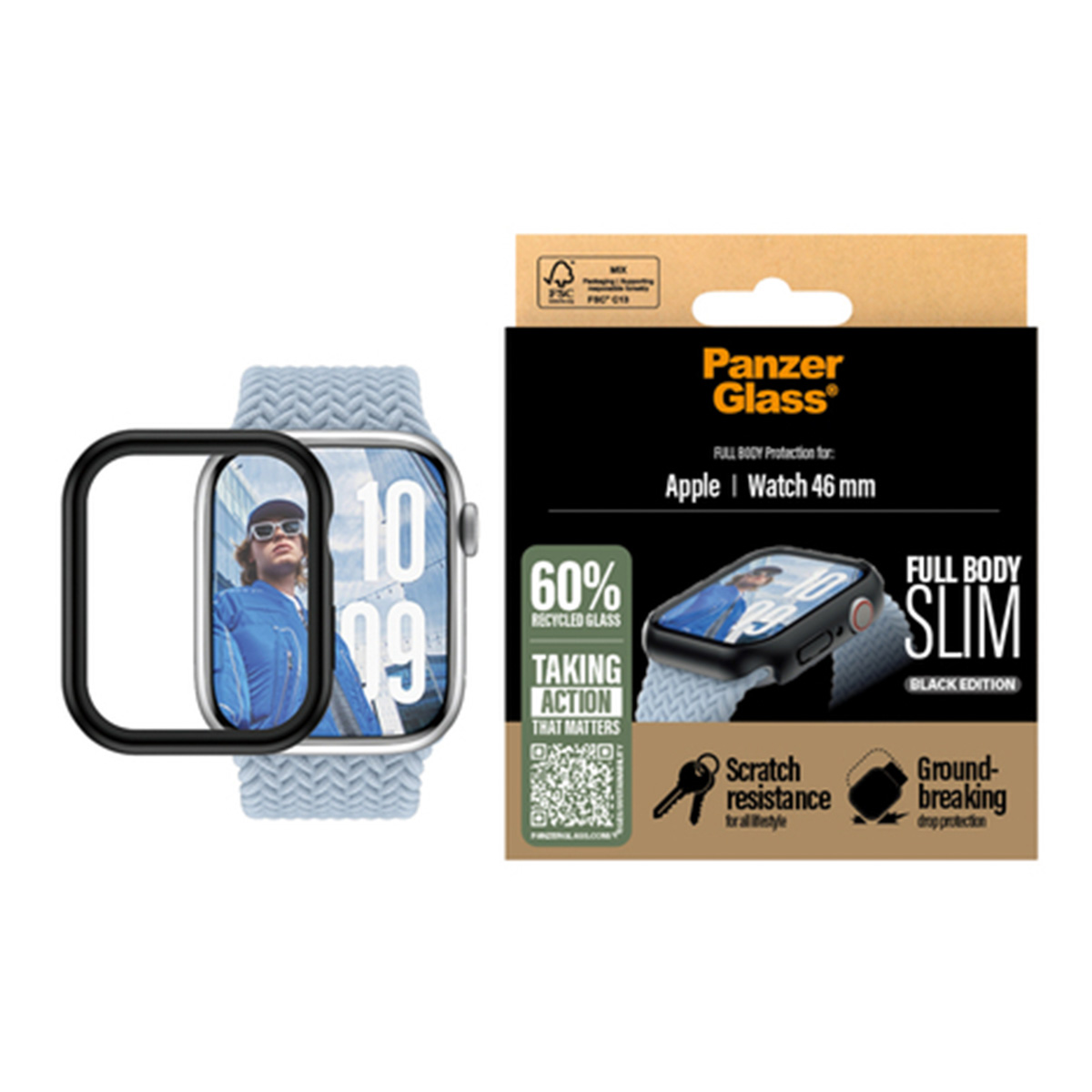 PanzerGlass Full Body Case Slim Apple Watch 10 - 46 mm - Black